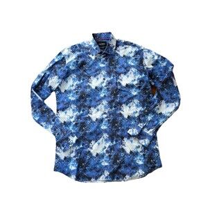 Mens Maceoo 3 M Luxor Shapes Blue  White Slim Fit NWOT